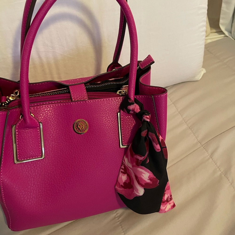 Pink Leather Anne Klein Handbag Brand New